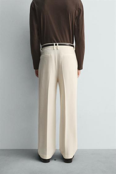 LIMITED EDITION FLANNEL PLEATED TROUSERS - White by Zara - Image 2
