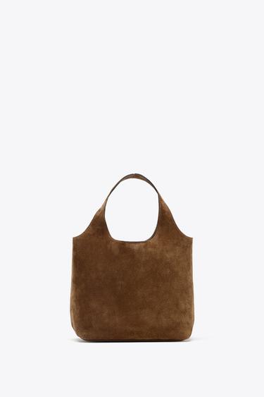 SPLIT SUEDE MINI TOTE BAG - Brown by Zara