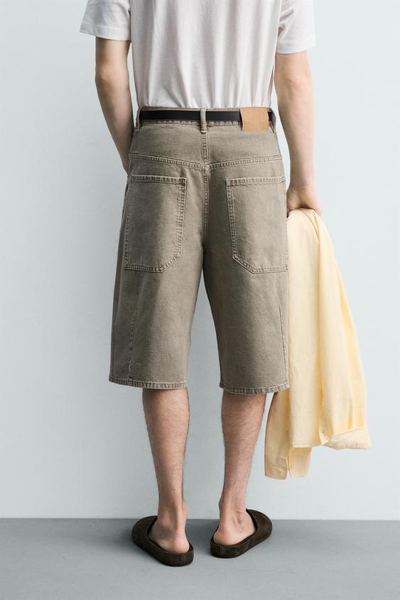 BERMUDA DENIM BALLOON FIT STRUCTURÉ - Kaki de Zara - Image 2