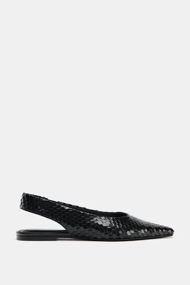 POINTED LEATHER BALLET FLATS - Black by Zara