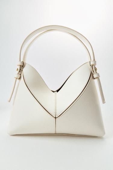 Zara MINI VREĆASTA TORBA S PROŠIVIMA – Ekru