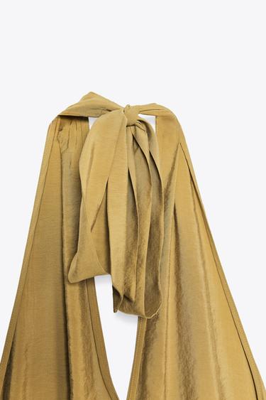 ROBE MIDI FLUIDE HALTER - Vert olive de Zara - Image 5
