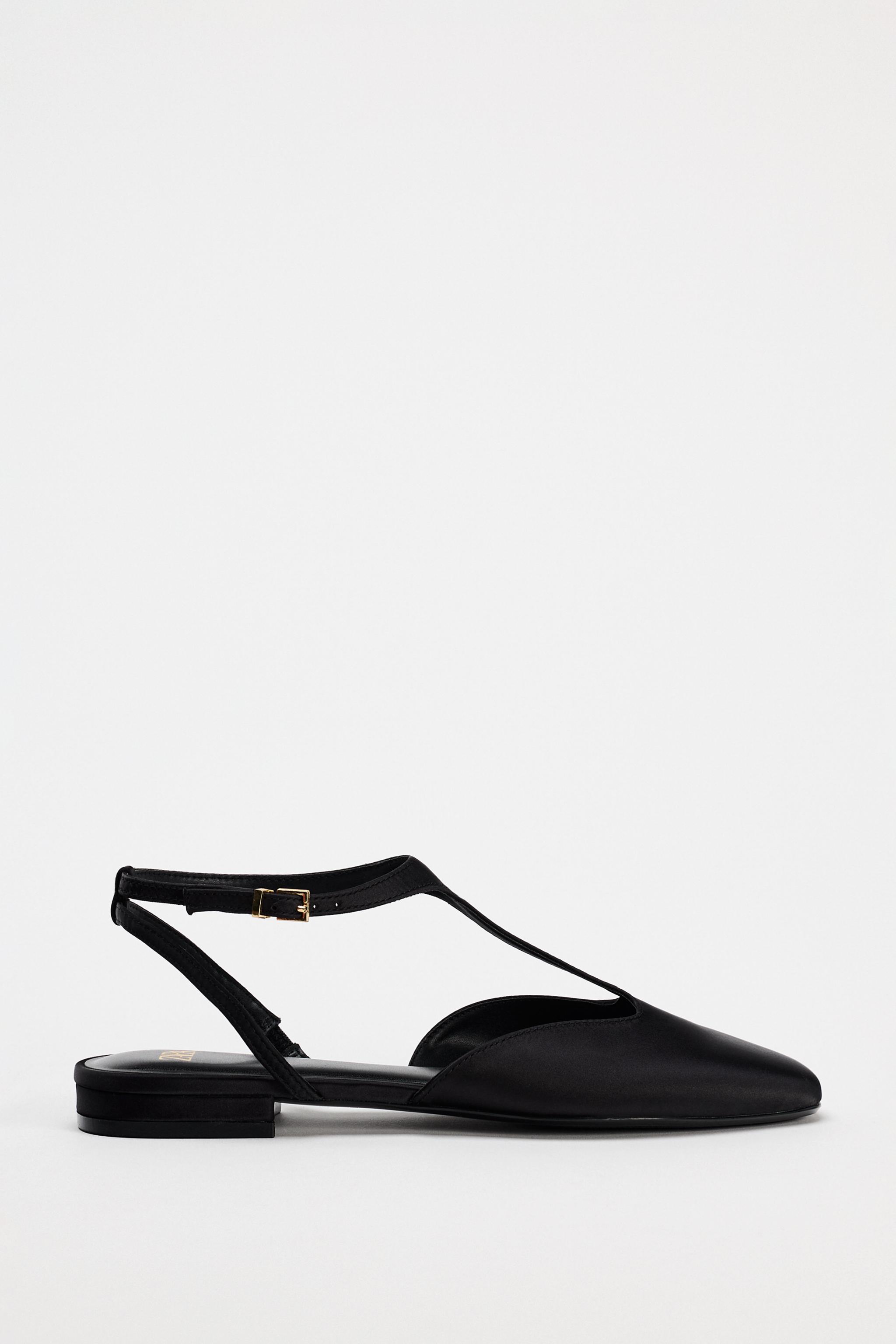 SATIN EFFECT FLAT SHOES Black ZARA Canada