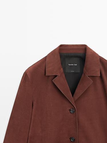 Americana solapa piel nobuck - Burdeos de Zara