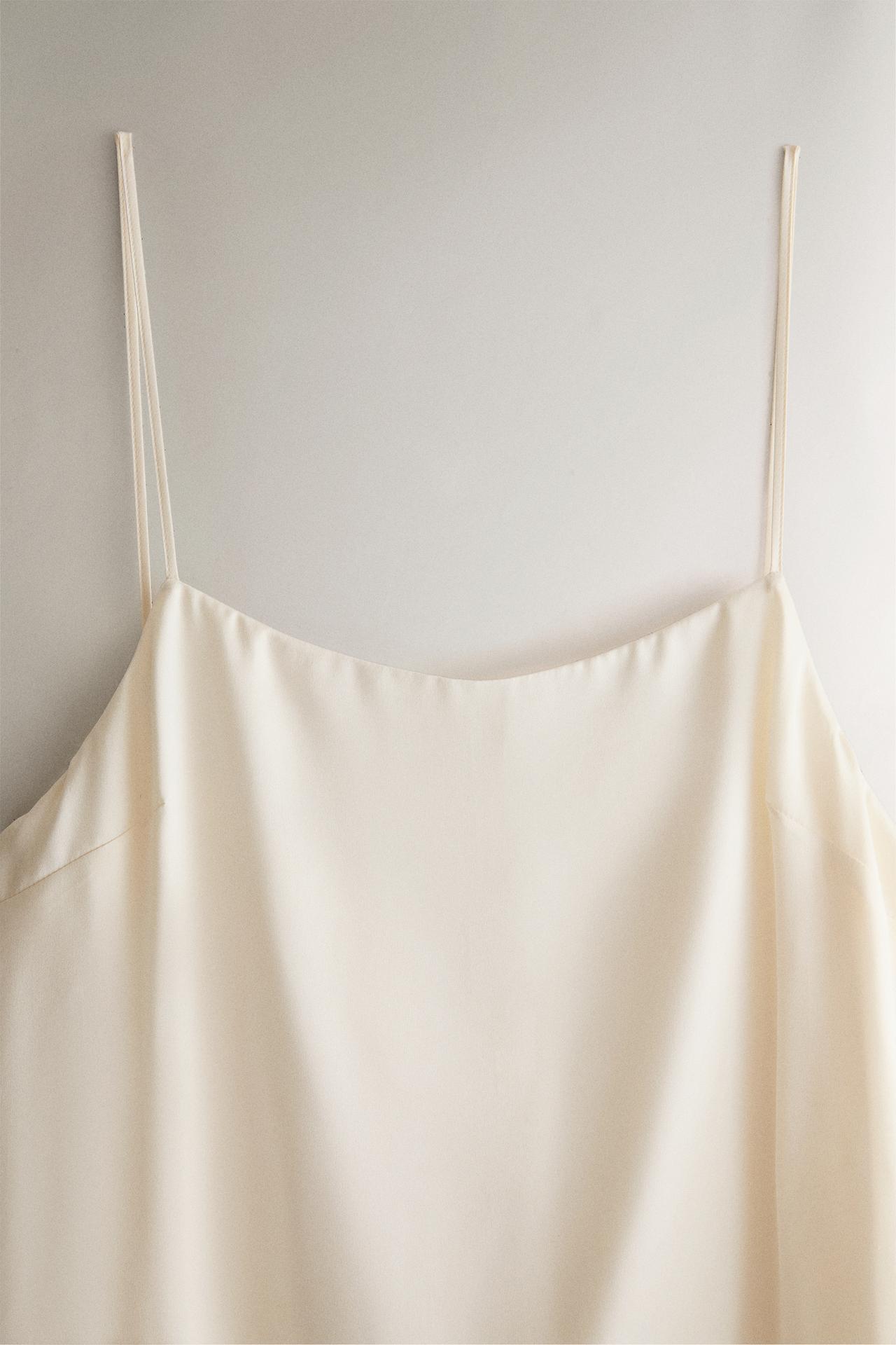TWO-PIECE MULBERRY SILK DRESS — Ecru