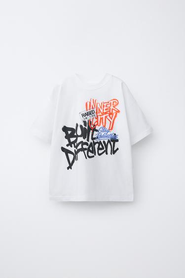 CAMISETA ESTAMPADO GRAFFITI - Blanco de Zara