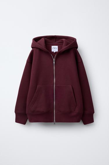 ZIP-UP HOODIE - Burgundy by Zara