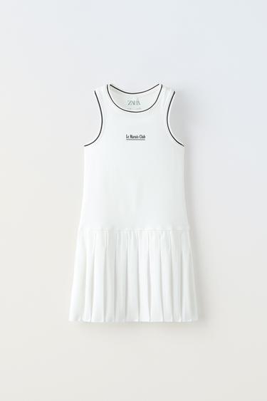ПЛАТЬЕ ИЗ ВЫСОКОТЕХНОЛОГИЧНОЙ ТКАНИ СО СКЛАДКАМИ И НАДПИСЬЮ — БЕЛЫЙ от Zara — изображение 0