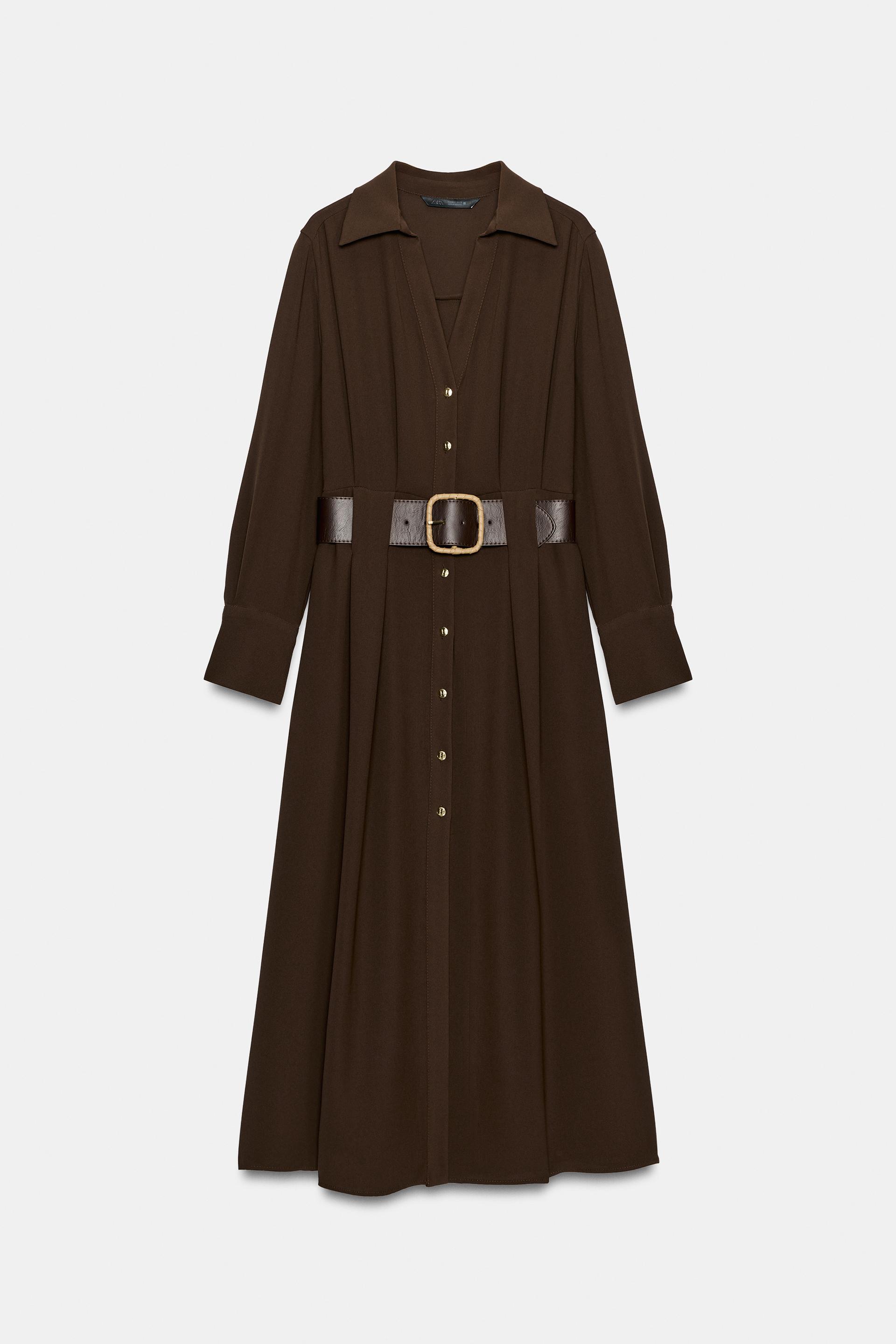 BELTED MIDI SHIRT DRESS thumbnail 7