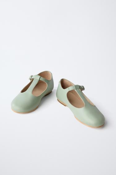 T-BAR LEATHER BALLET FLATS - LIMITED EDITION - Green by Zara - Image 2