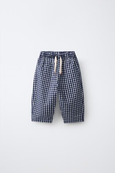 QUẦN BAGGY HỌA TIẾT KẺ CA RÔ GINGHAM - Màu xanh nước biển từ Zara
