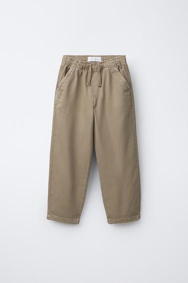 FLOWING TWILL STRAIGHT TROUSERS - Brown by Zara