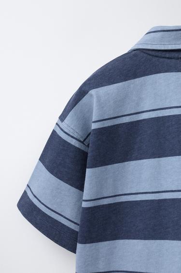 STRIPED SWEATSHIRT POLO SHIRT - Blue by Zara - Image 3