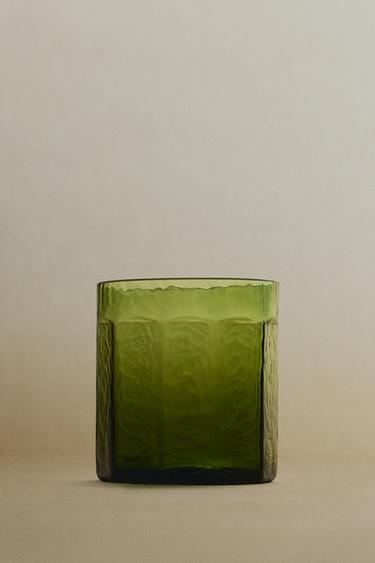 VASO VIDRIO MARTILLADO - Verde de Zara