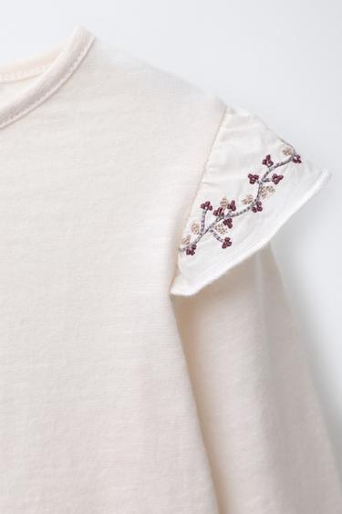 HAUT À VOLANT ET FLEURS BRODÉES - Rose de Zara - Image 2