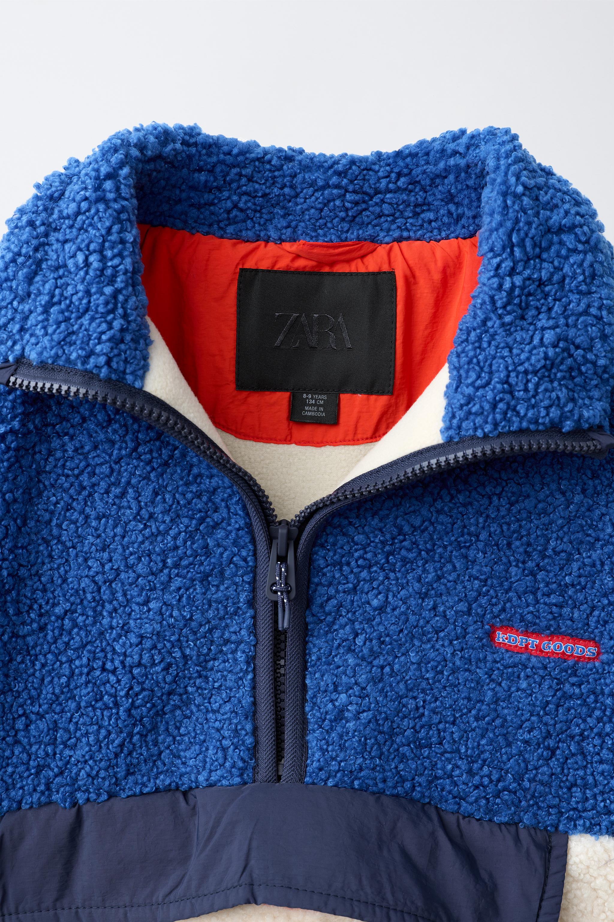 COLORBLOCK FAUX SHEARLING JACKET