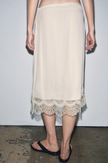 JUPE PARÉO EN DENTELLE ZW COLLECTION - Blanc cassé de Zara - Image 2