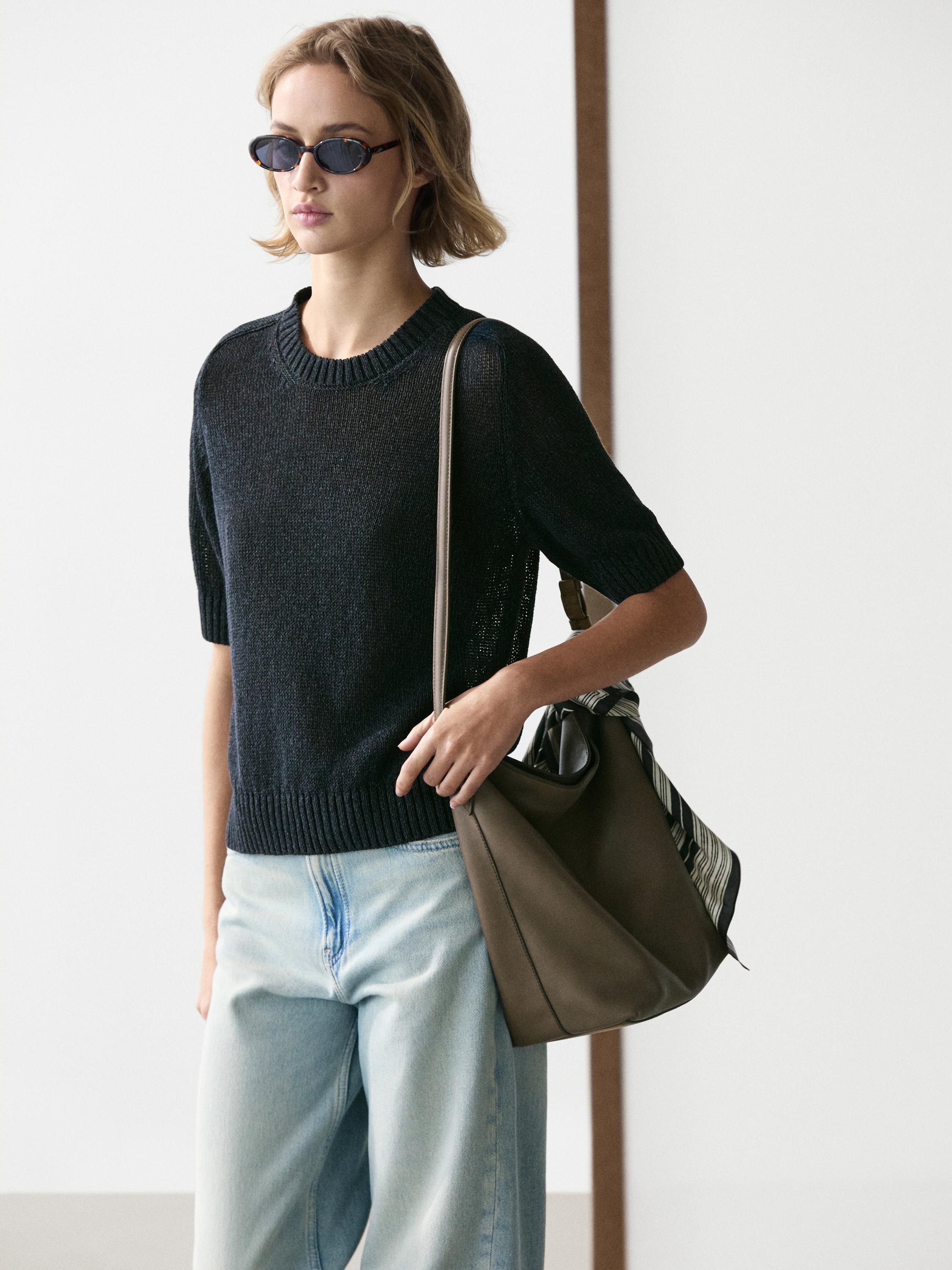 Pull en maille manches courtes