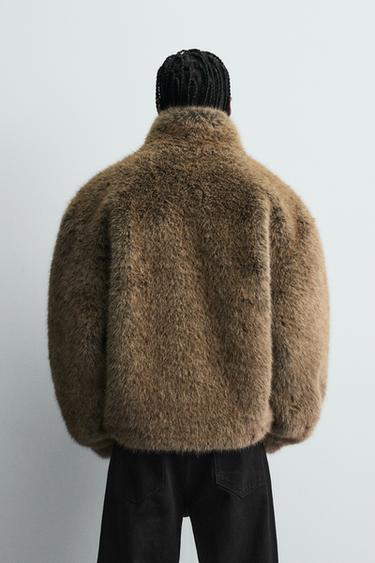 SHORT FAUX FUR COAT - Brown by Zara - Image 2