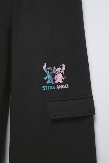 STITCH & ANGEL © DISNEY PLUSH CARGO TROUSERS - Black by Zara - Image 3