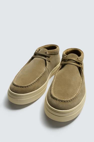 CHAUSSURES EN CUIR À BORD LARGE - Beige de Zara - Image 4