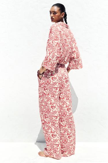 PRINTED RUSTIC WIDE-LEG TROUSERS - Multicoloured by Zara - Image 3