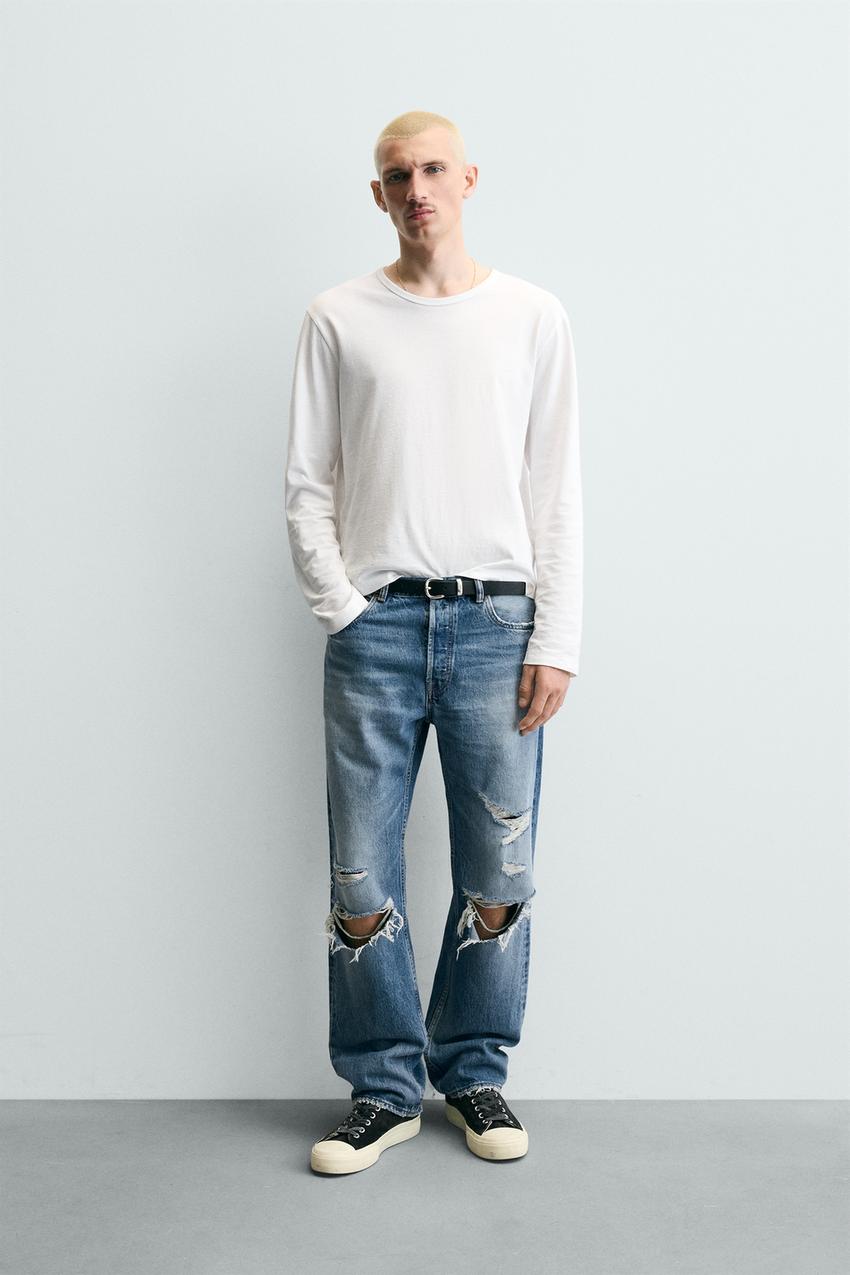 ZARA」メンズ スウェットパンツ ペイントデニム 2点セット [b-25 
