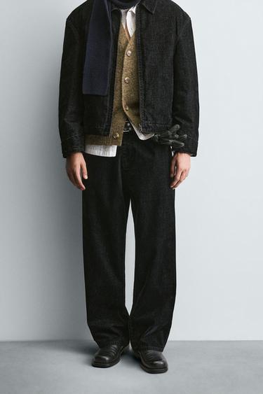 RELAXED FIT VELOUR TROUSERS - Black by Zara