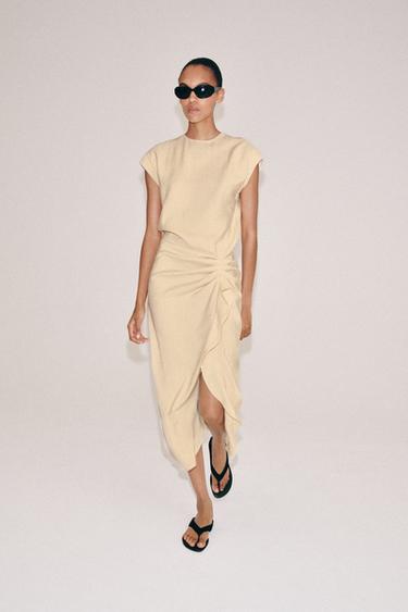 ZW COLLECTION MIDI DRESS WITH RUFFLES - Mid-ecru by Zara - Image 4