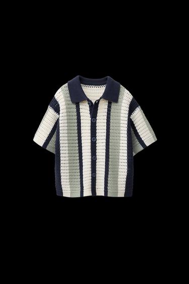 CAMISA PUNTO RAYAS - Marino de Zara - Imagen 0