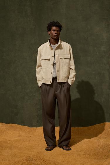 LINEN - COTTON BLEND JACKET - Light beige by Zara