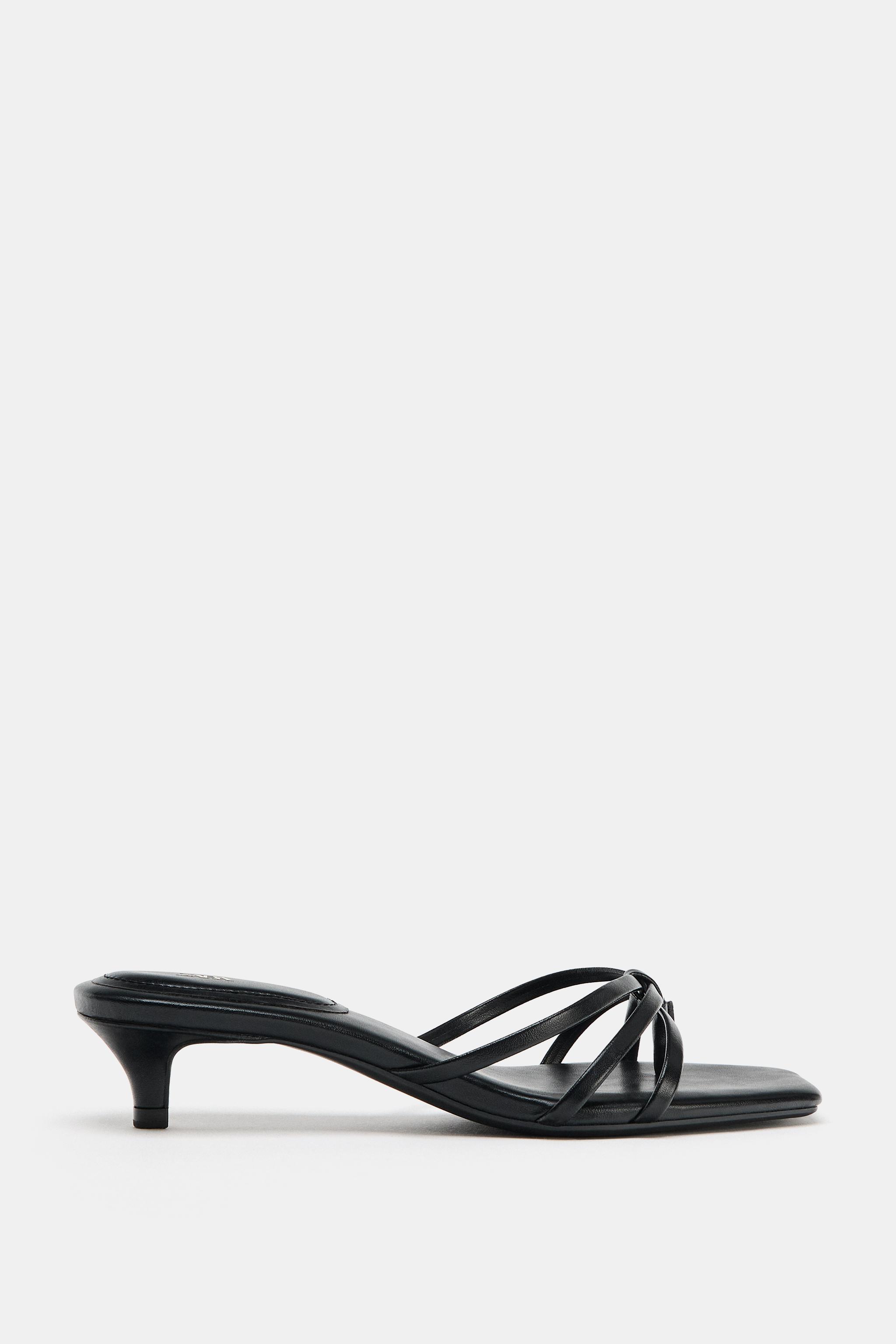 ブラックストラップヒール ストラップキトゥンヒールサンダル - ブラック | ZARA Japan / 日本