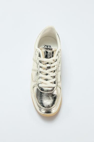 Zara METALLIC EFFECT SNEAKERS - Gold