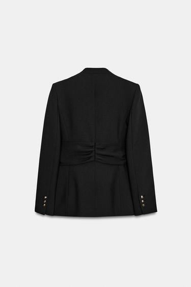 BLAZER WITH GOLDEN BUCKLE BELT SET - Black by Zara - Image 8