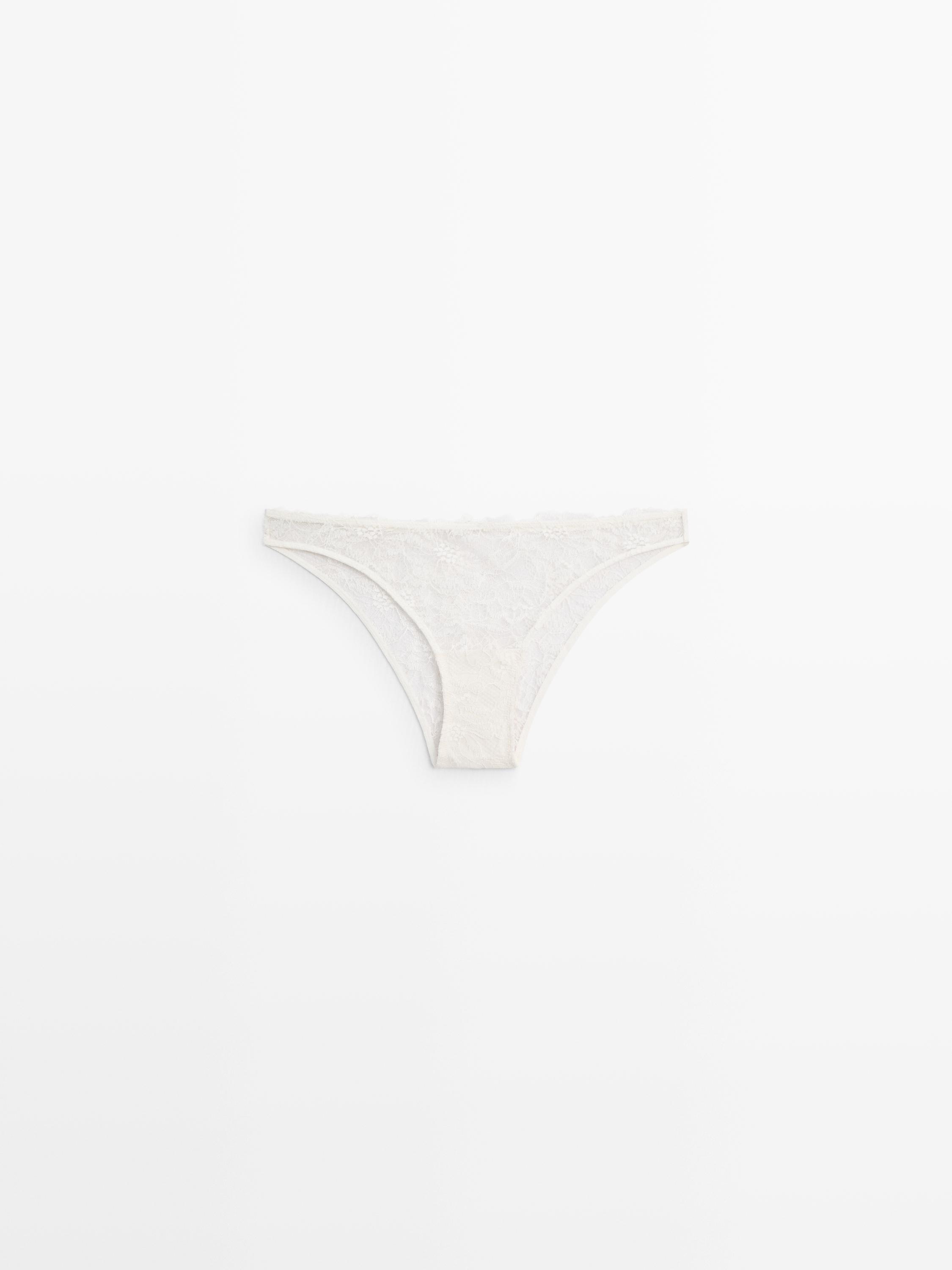 Scalloped lace briefs — Ecru