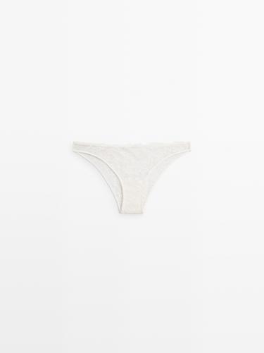 Zara Scalloped lace briefs - Ecru