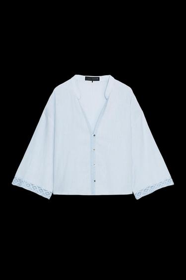 KURZES SPITZENHEMD - Himmelblau von Zara - Bild 0