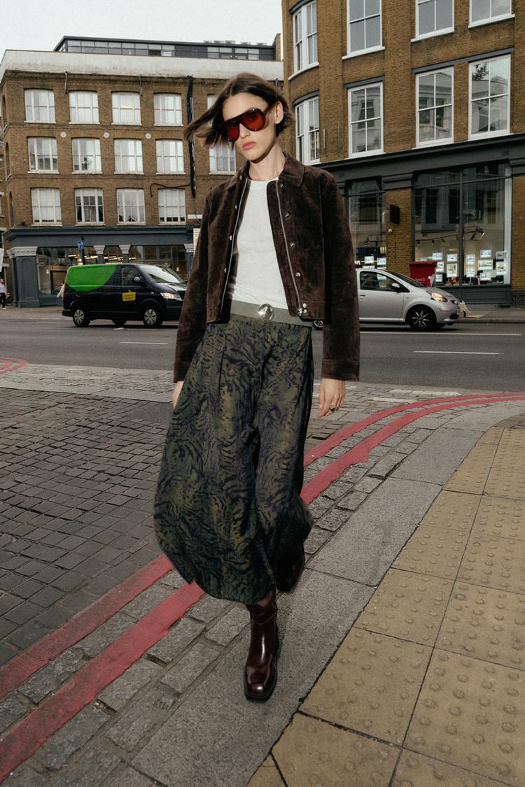 JUPE MI-LONGUE À IMPRIMÉ ANIMALIER ET CEINTURE Multicolore