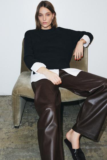 JUMPER WITH CONTRAST POPLIN - Navy / White by Zara