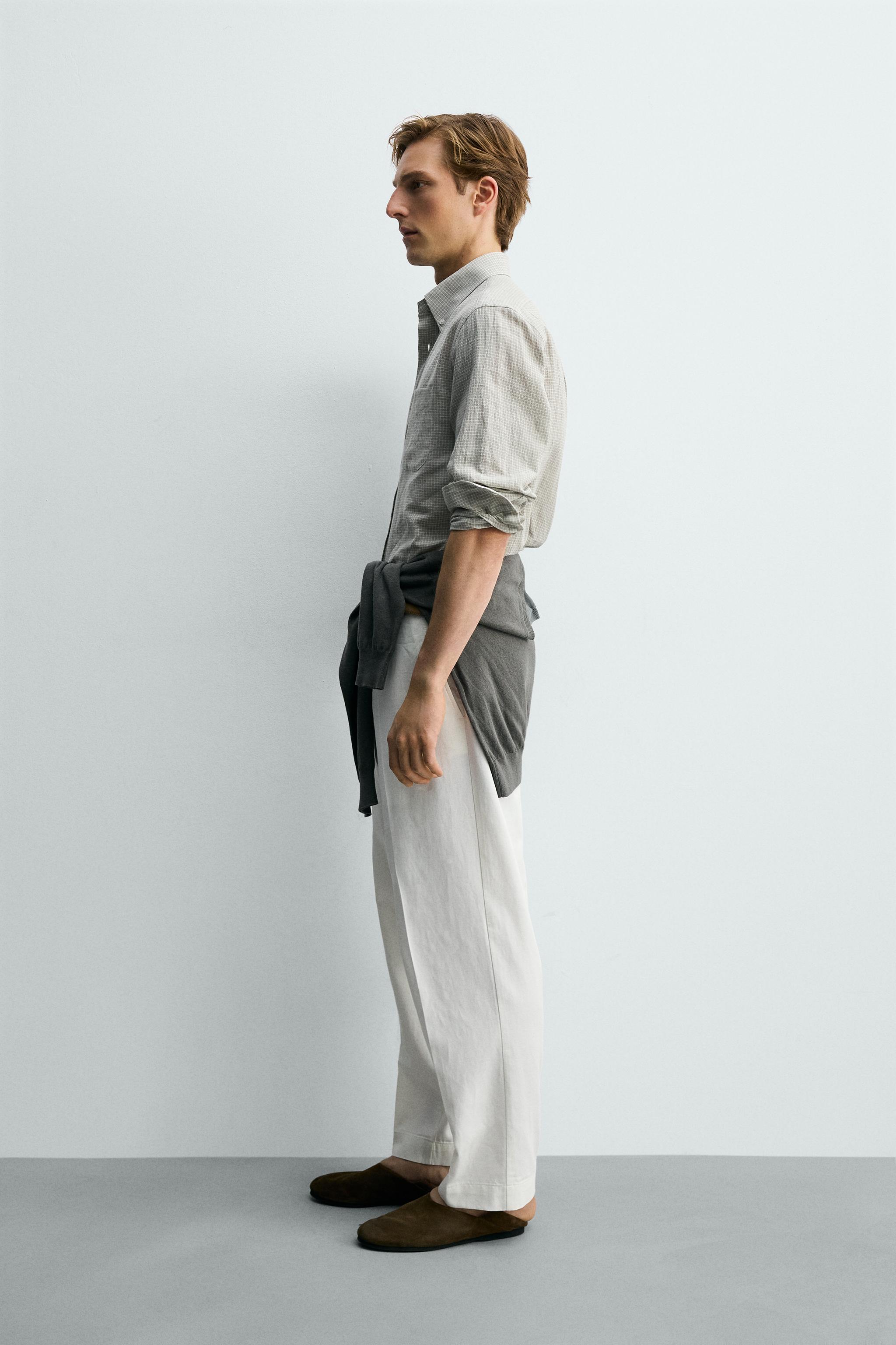 PLAID LINEN-COTTON SHIRT