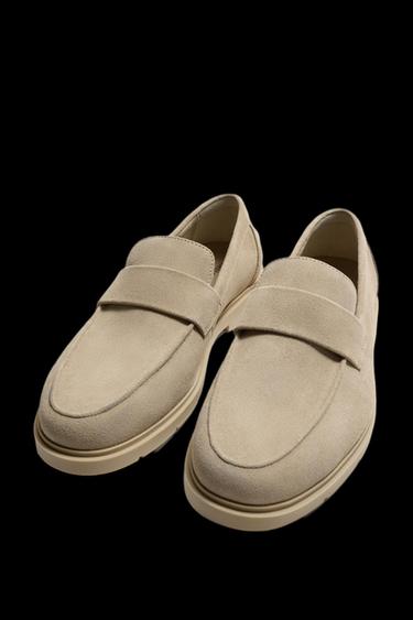 Zara CASUAL LEATHER LOAFERS - Off White