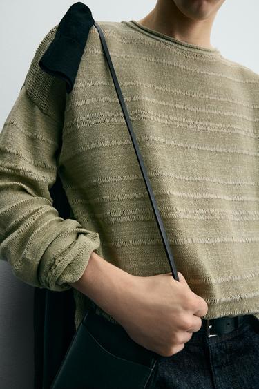 PULL EN JACQUARD À RAYURES - Vert clair de Zara - Image 4