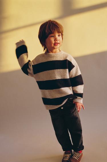 JERSEY PUNTO RAYAS - Beige / Marino de Zara