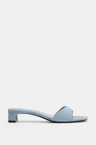 SUEDE MID-HEEL SANDALS - Blue by Zara - Image 0