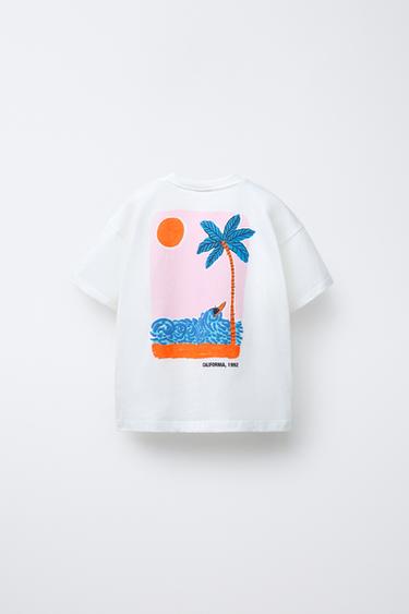 SURF PRINT T-SHIRT - White by Zara - Image 1