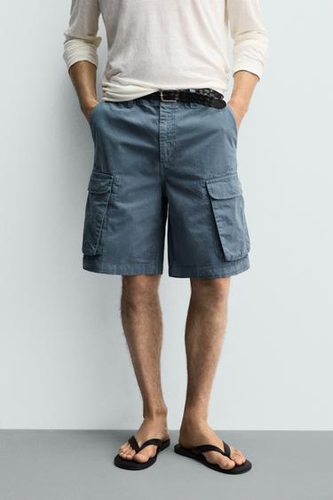 Zaras CARGOSHORTS RELAXED FIT - Blå