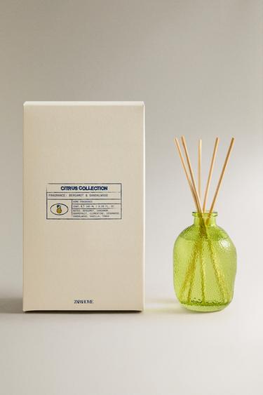 (180 ML) BERGAMOT & SANDALWOOD REED DIFFUSERS - Ecru / Green by Zara