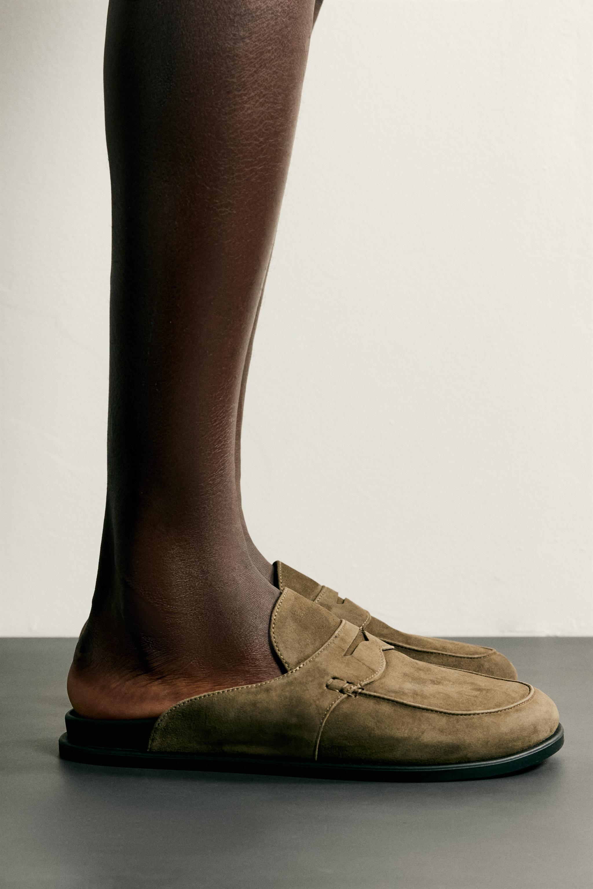 SPLIT LEATHER CLOGS - Beige | ZARA United States