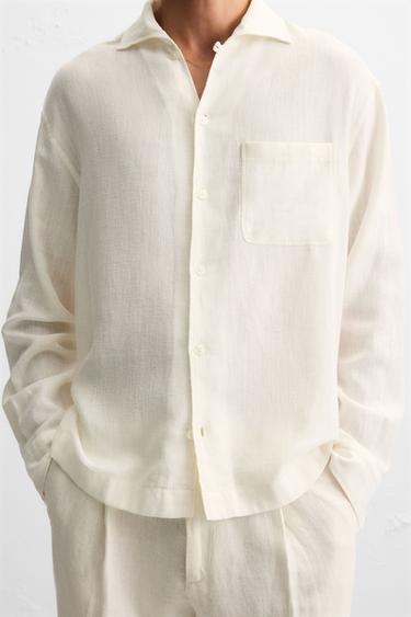 CHEMISE FLUIDE REGULAR FIT - Blanc cassé de Zara - Image 4