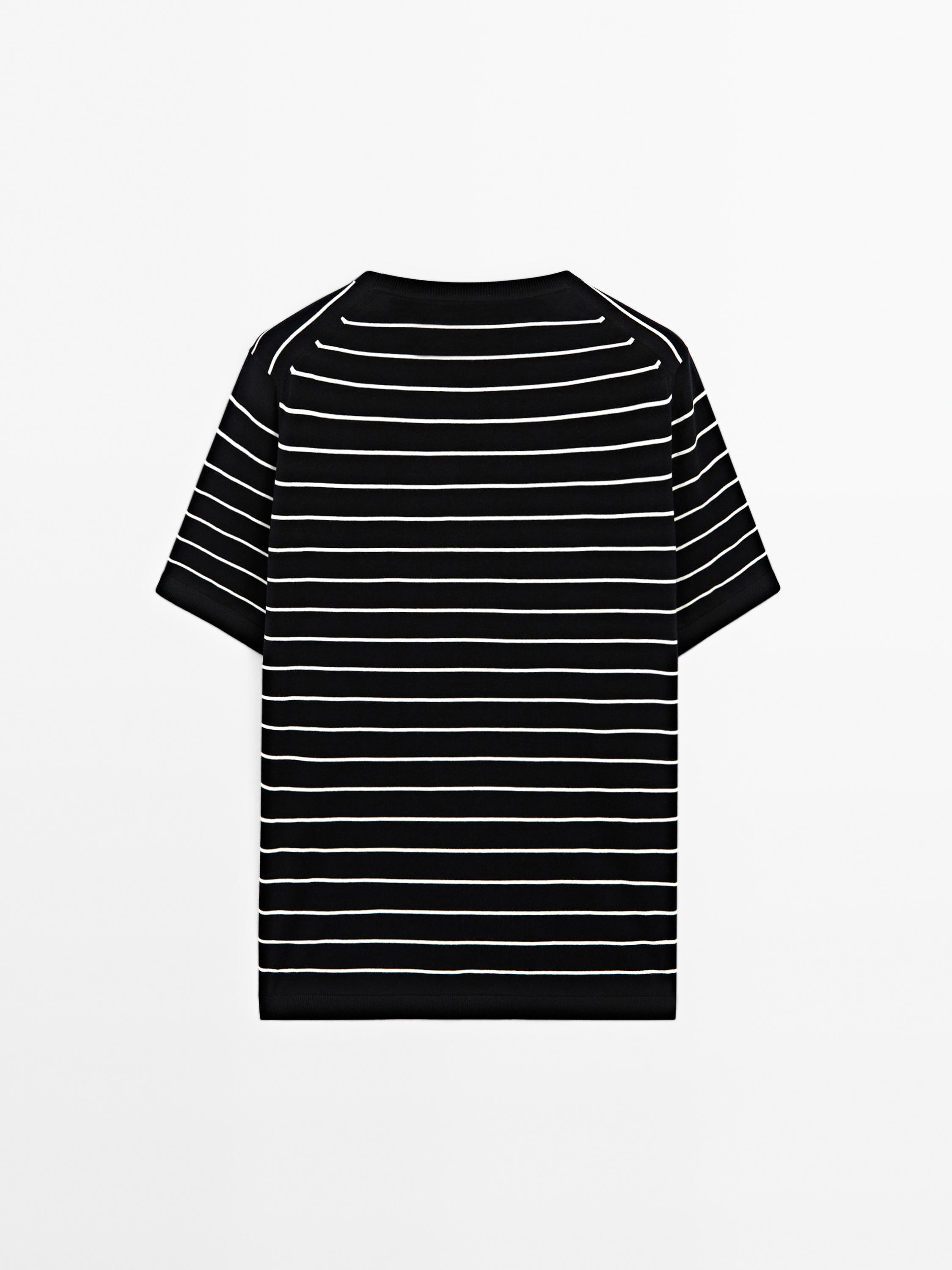 T-shirt à rayures en maille 100 % coton